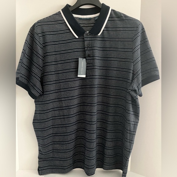 Perry Ellis 100% Cotton Short Sleeve Knitted Stripe Polo sz XXL - Picture 1 of 15